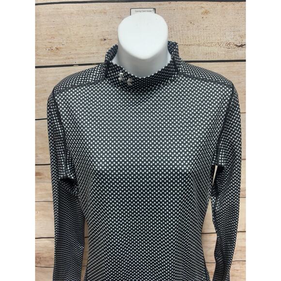 Under Armour Womens Shirt Size Medium Cold Gear Mock Long Sleeve Black Stars Top - Picture 10 of 15